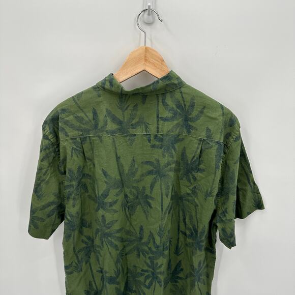 ONIA Men's Linen Cotton Green Palm Print Button Down Shirt // L - Picture 8 of 8